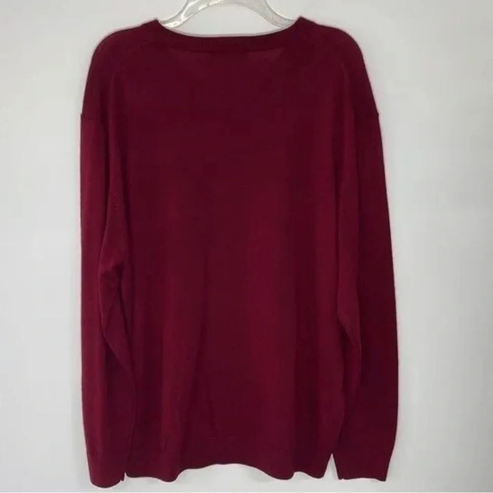 Turnbury Extra Fine Merino Wool‎ V-Neck Sweater Men’s XL Soft Burgundy Warm EUC